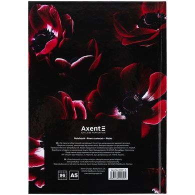 Книга записна тверда обкл. А5, 96 арк., кліт., Maroon fleur 8459-1-A фото