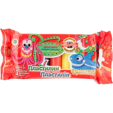 Пластилін, поліет.уп., 100г., 5 кол. 01315S0501PSRU фото