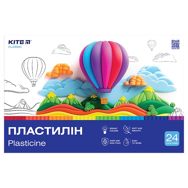 Пластилин восковой Kite Classic K-089, 24 цвета, 480 г K-089 фото
