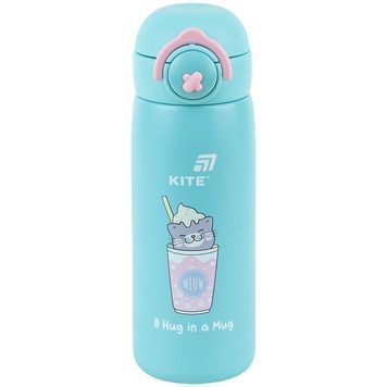 Термос з кнопкою Kite K25-1221-1, Hug in mug, 430 мл, бірюзовий K25-1221-1 фото