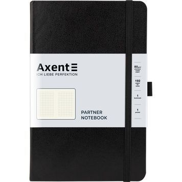 Книга записна Axent Partner 8201-01-A, A5-, 125x195 мм, 96 аркушів, клітинка, тверда обкладинка, чорна 8201-01-A фото