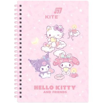 Блокнот на спіралі Hello Kitty HK26-277, А5, 80 аркушів, клітинка, пластикова обкладинка HK26-277 фото