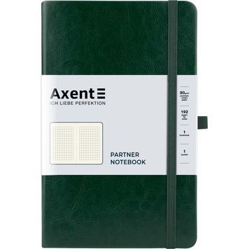 Книга записна Axent Partner Lux 8202-04-A, A5-, 125x195 мм, 96 аркушів, клітинка, тверда обкладинка, зелена 8202-04-A фото