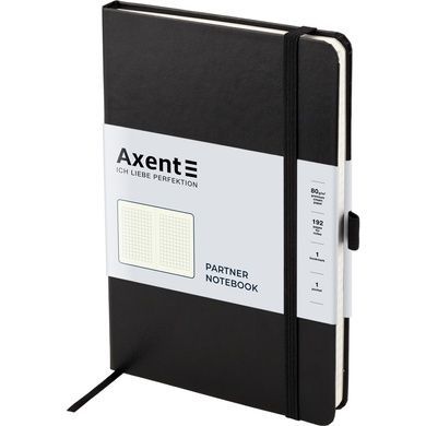 Книга записна Axent Partner 8201-01-A, A5-, 125x195 мм, 96 аркушів, клітинка, тверда обкладинка, чорна 8201-01-A фото