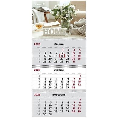 Календарь настенный квартальный 2026 Axent Hygge 1 8803-26-10-A, 3 пружины 8803-26-10-a фото