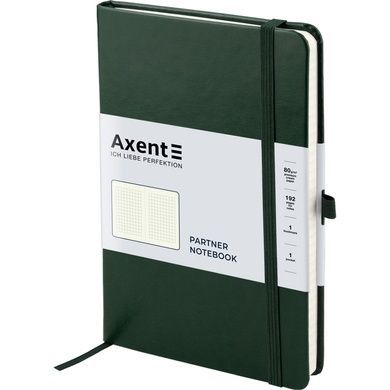 Книга записна Axent Partner Lux 8202-04-A, A5-, 125x195 мм, 96 аркушів, клітинка, тверда обкладинка, зелена 8202-04-A фото