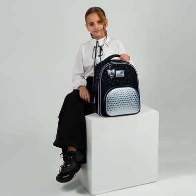 Рюкзак школьный каркасный Kite Education Black&Silver K26-556M-2 K26-556M-2 фото