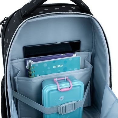 Рюкзак школьный каркасный Kite Education Black&Silver K26-556M-2 K26-556M-2 фото