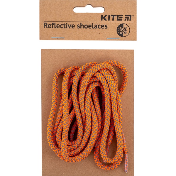 Шнурки для обуви светоотражающие Kite K23-128-2, оранжевые K23-128-2 фото