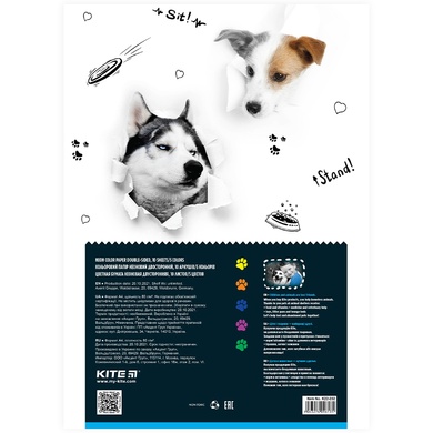 Бумага цветная неоновая Kite Dogs K22-252, A4 K22-252 фото