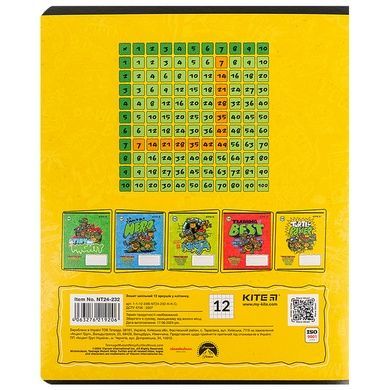 Зошит шкільний Kite Ninja Turtles NT24-232, 12 аркушів, клітинка NT24-232 фото