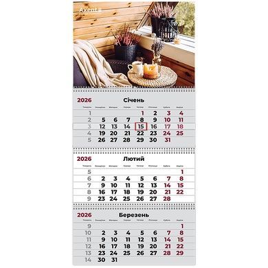 Календарь настенный квартальный 2026 Axent Hygge 3 8803-26-12-A, 3 пружины 8803-26-12-a фото