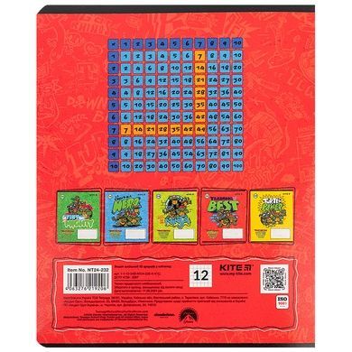 Зошит шкільний Kite Ninja Turtles NT24-232, 12 аркушів, клітинка NT24-232 фото