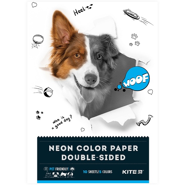Бумага цветная неоновая Kite Dogs K22-252, A4 K22-252 фото