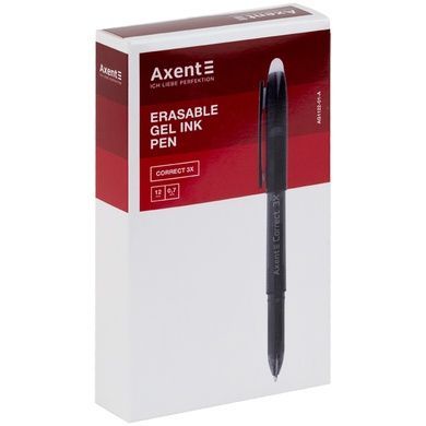 Ручка гелева "пиши-стирай" Axent Correct 3Х AG1122-01-A, 0.7 мм, чорна AG1122-01-A фото