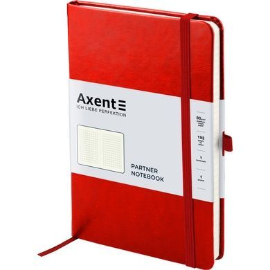 Книга записна Axent Partner Lux 8202-06-A, A5-, 125x195 мм, 96 аркушів, клітинка, тверда обкладинка, червона 8202-06-A фото