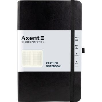 Книга записна Axent Partner Lux 8202-01-A, A5-, 125x195 мм, 96 аркушів, клітинка, тверда обкладинка, чорна 8202-01-A фото
