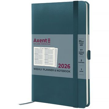Еженедельник 2026 Axent Partner Strong 8505-26-63-A, 125*195, лазурный 8505-26-63-a фото