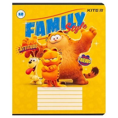 Зошит шкільний Kite Garfield GF24-234, 12 аркушів, лінія GF24-234 фото