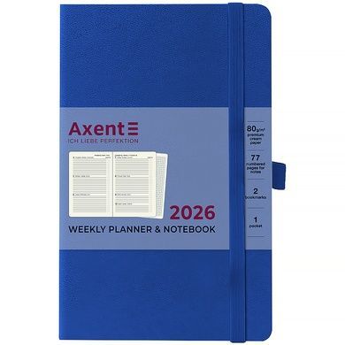 Еженедельник 2026 Axent Partner Strong 8505-26-38-A, 125*195, классический синий 8505-26-38-a фото