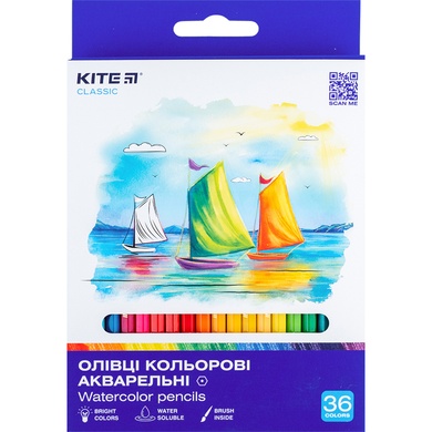 Олівці кольорові акварельні Kite Classic K-1052, 36 шт. K-1052 фото