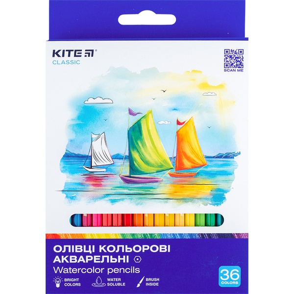 Карандаши цветные акварельные Kite Classic K-1052, 36 шт. K-1052 фото