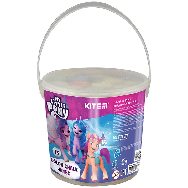 Крейда кольорова Kite Jumbo My Little Pony LP24-074, 15 штук у відерці LP24-074 фото