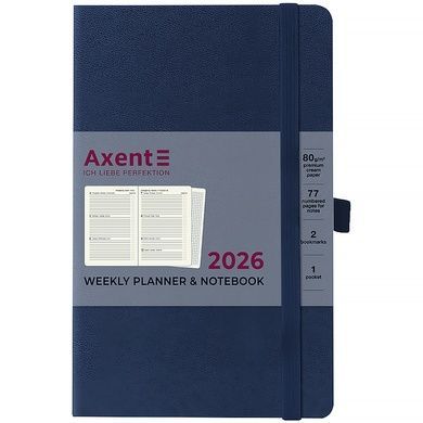 Еженедельник 2026 Axent Partner Strong 8505-26-02-A, 125*195, синий 8505-26-02-a фото