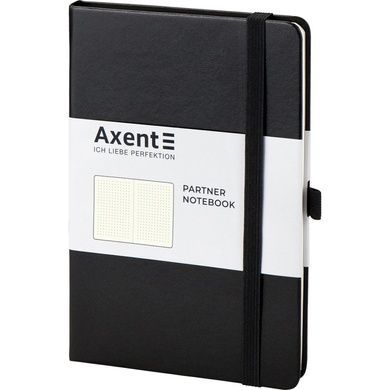 Книга записна Axent Partner 8306-01-A, A5-, 125x195 мм, 96 аркушів, крапка, тверда обкладинка, чорна 8306-01-A фото