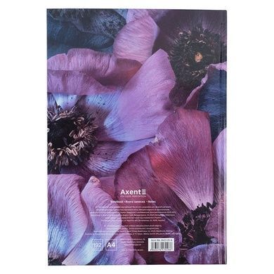 Книга записна Axent Flora 8423-25-A, А4, 192 аркуша, клітинка, фіолетова 8423-25-A фото