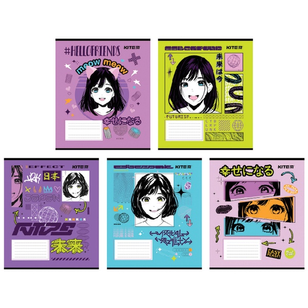 Зошит шкільний Kite Anime K24-232-1, 12 аркушів, клітинка K24-232-1 фото