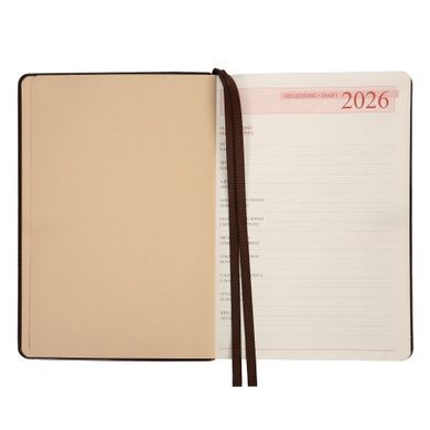Дневник-деловая записная книжка А5 Leo Planner датированный 2026 "Aldento", интегральная, темно-коричневая, 368 страниц (252673) 252673 фото