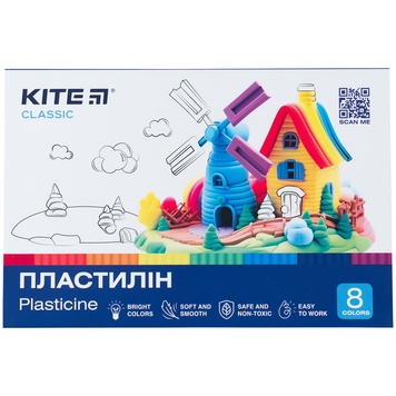 Пластилин восковой Kite Classic K-082, 8 цветов, 160 г K-082 фото