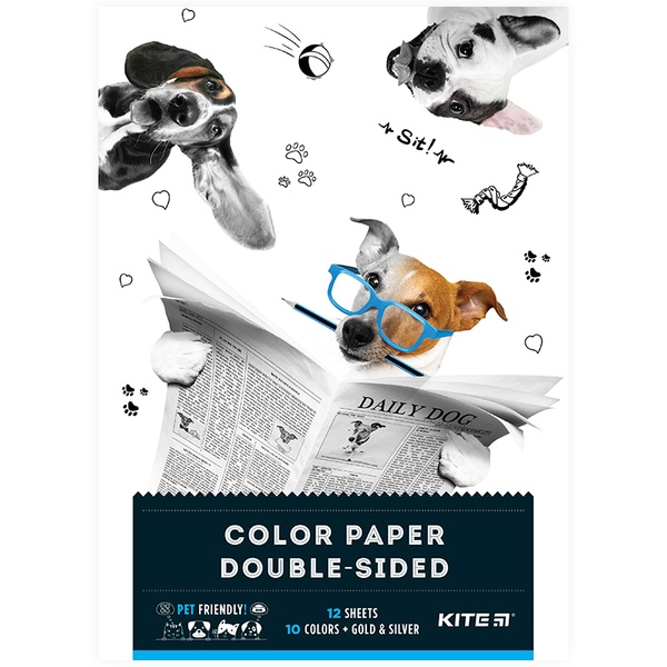 Папір кольоровий двосторонній Kite Dogs K22-287, А4 K22-287 фото