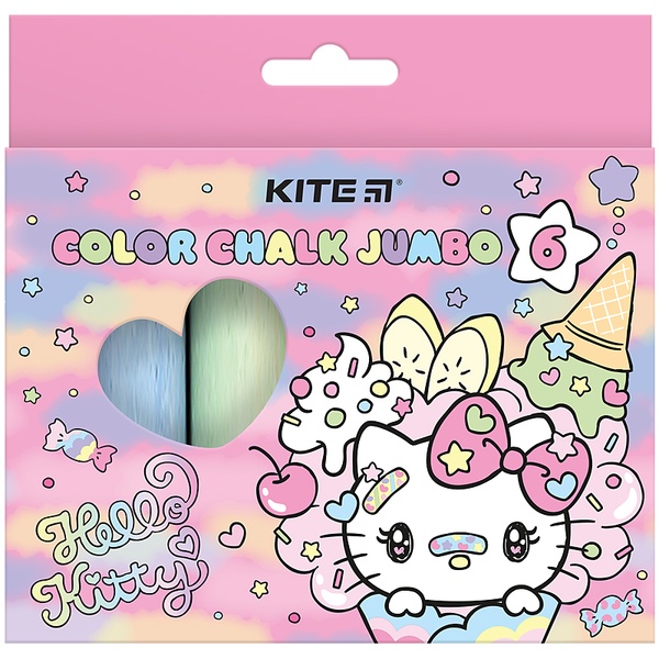 Крейда кольорова Kite Jumbo Hello Kitty HK24-073, 6 кольорів HK24-073 фото