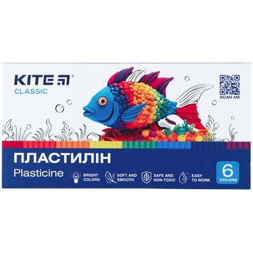 Пластилин восковой Kite Classic K-081, 6 цветов, 120 г K-081 фото