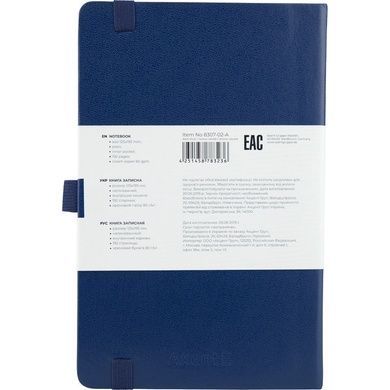 Книга записна Axent Partner 8307-02-A, A5-, 125x195 мм, 96 аркушів, нелінований, тверда обкладинка, темно-синя 8307-02-A фото