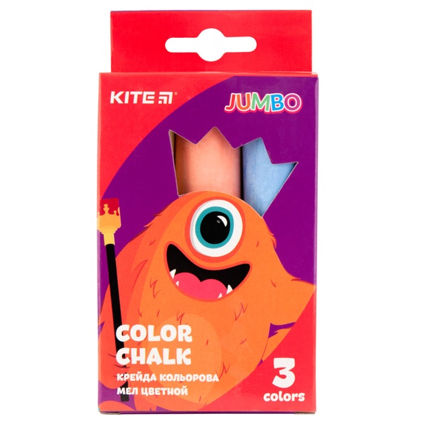 Крейда кольорова Kite Jumbo, 3 кольори, Kite Jolliers K19-077 K19-077 фото