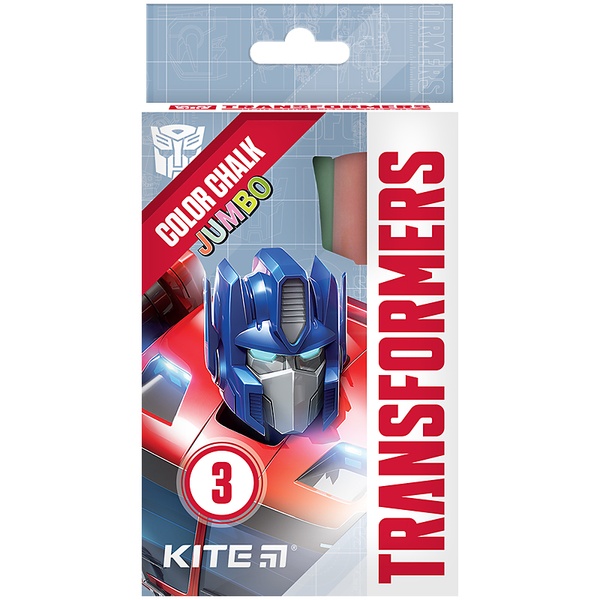 Крейда кольорова Kite Jumbo Transformers TF24-077, 3 кольори TF24-077 фото