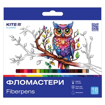 Фломастеры Kite Classic K-448, 18 цветов K-448 фото