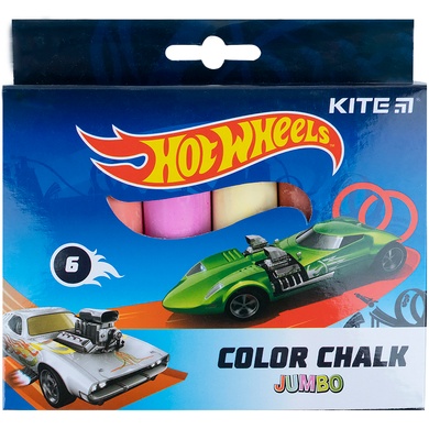 Крейда кольорова Kite Jumbo Hot Wheels HW24-073, 6 кольорів HW24-073 фото