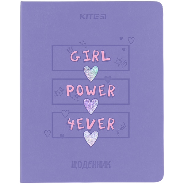 Щоденник шкільний Kite Girl Power 4ever K24-283-3, м'яка обкладинка, PU K24-283-3 фото