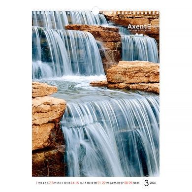 Календар настінний А3 2026 р., Waterfalls 8804-26-2-a фото