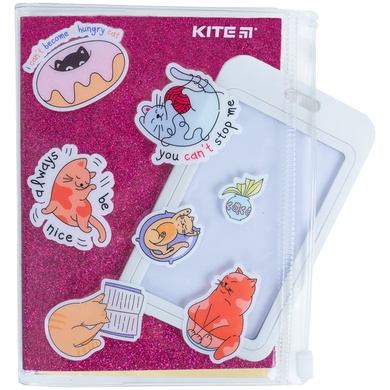 Блокнот Kite Pink cats K22-462-1, 80 аркушів, клітинка, силіконова обкладинка K22-462-1 фото