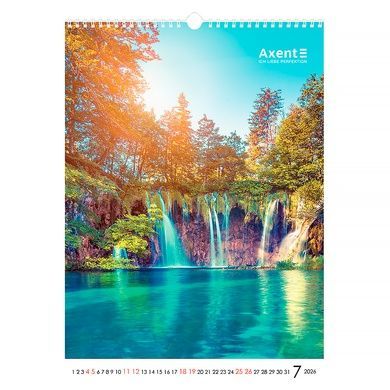 Календар настінний А3 2026 р., Waterfalls 8804-26-2-a фото