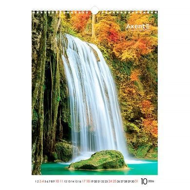 Календар настінний А3 2026 р., Waterfalls 8804-26-2-a фото