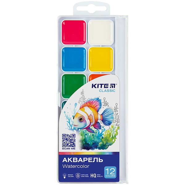 Фарби акварельні Kite Classic K-061, 12 кольорів K-061 фото