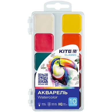Фарби акварельні Kite Classic K-060, 10 кольорів K-060 фото