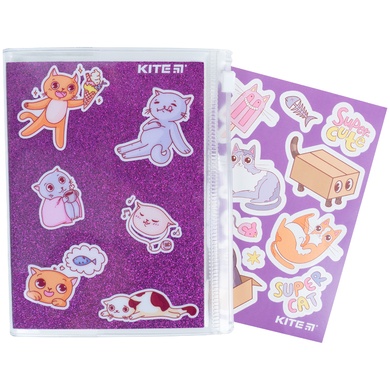 Блокнот Kite Purple cats K22-462-2, 80 листов, клетка, силиконовая обложка K22-462-2 фото