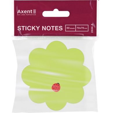Блок паперу з клейким шаром Axent Flower 2444-05-A 70х70 мм, 50 аркушів, зелений 2444-05-A фото